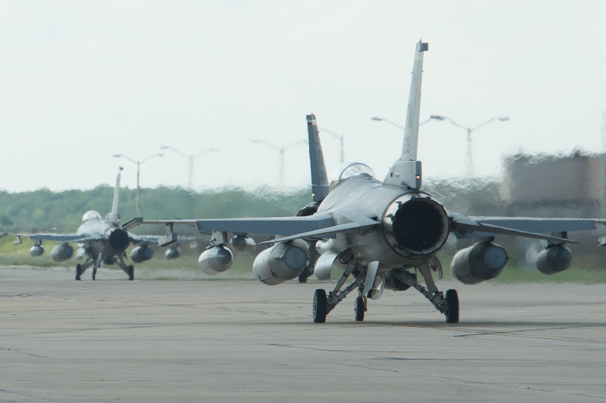 More than 15 F-16 Fighting Falcons from the 301st Fighter Wing here and 482nd Fighter Wing, Homestead Air Reserve Base, Fla., departed Carswell Field late April making it one of the smoothest and largest deployment launches in wing history. (U.S. Air Force photo by Capt. Rodney Ellison) 