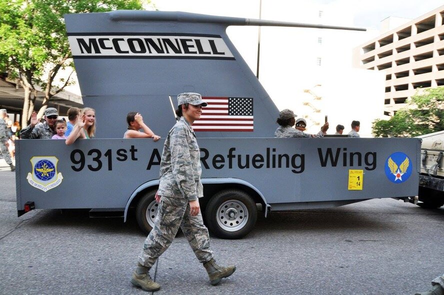 For more than forty years, native Kansans have gathered every spring to celebrate community pride and fellowship. The celebration, known by many names over the decades, has evolved into family fun, music, entertainment and food known today as the Wichita River Festival. More than 30 Airmen from Team McConnell participated in the Sundown Parade to help kick off Wichita's 2016 Riverfest celebration on June 3.


