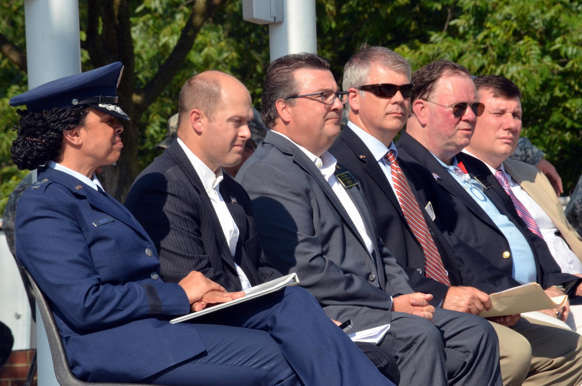 Maj. Gen. Stayce Harris, 22nd Air Force commander, spoke to a large crowd of observers during a Memorial Day Ceremony held in Smyrna, Ga., May 30, 2016. During the ceremony, Harris elaborated that the nation recognizes the loss of life from war and that those who perished fill the burial grounds in towns and cities all across the country and abroad. (U.S. Air Force photo/Tech. Sgt. Kelly Goonan)
