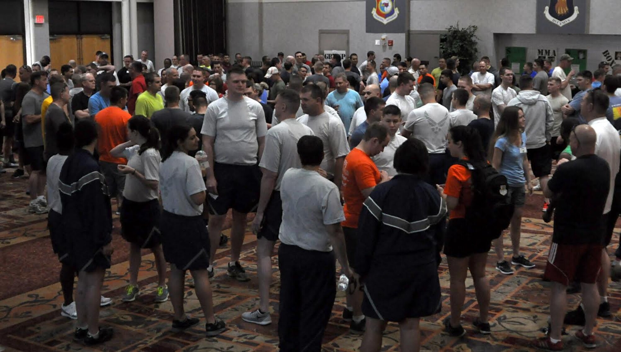 Citizen Airmen with the 931st Air Refueling Wing gather for Wingman Day, which focused on resiliency, June 5, 2016, at McConnell Air Force Base, Kans. On average, 112 service members commit suicide each year. The suicide prevention training allows Airmen to spot and help others in need. (U.S. Air Force photo by Senior Airman Preston Webb)