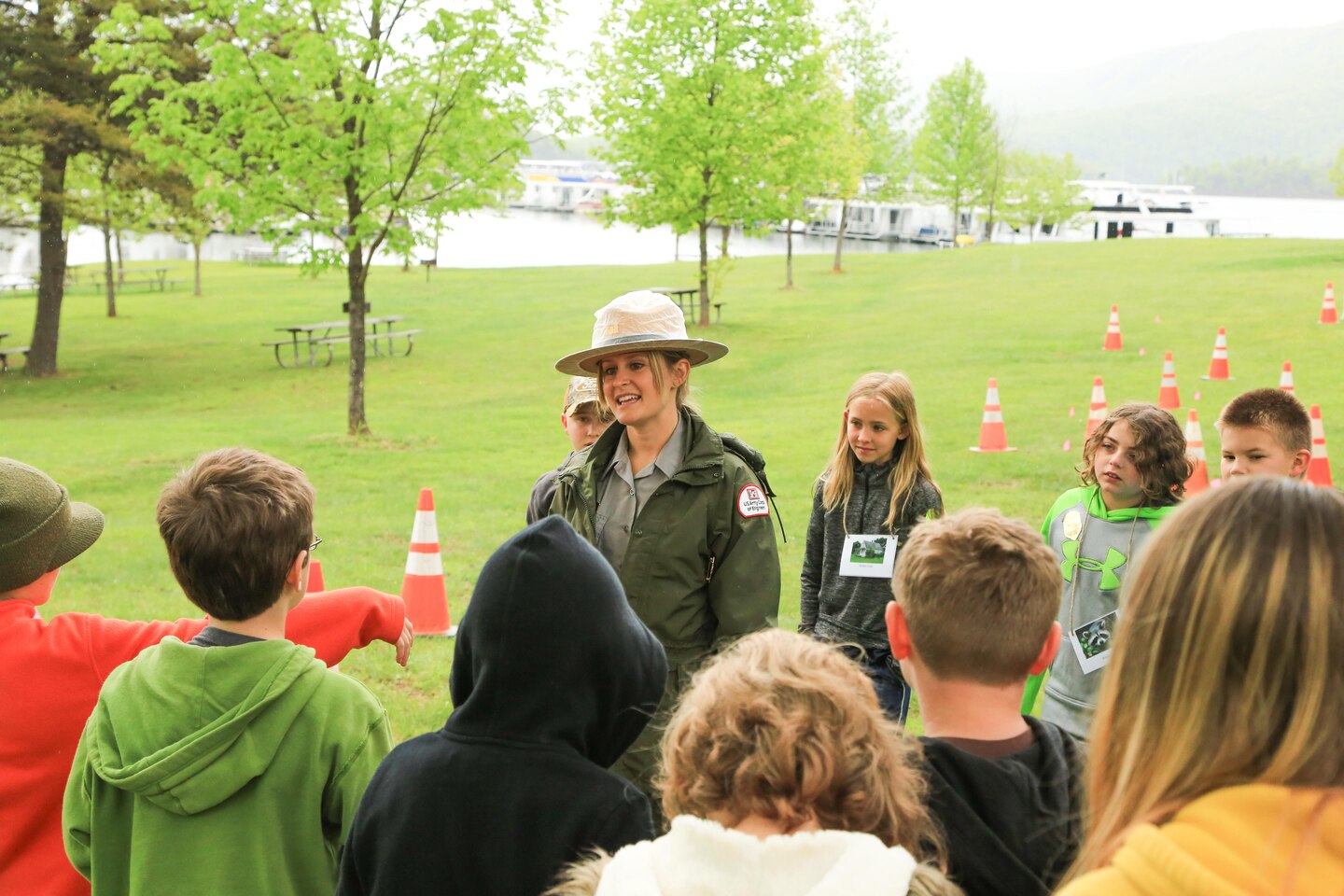 Park Ranger Alicia Palmer, Baltimore District, speaks to fourth-grade students from Southern Huntingdon School District during their visit to Raystown Lake in part of the White House's Every Kid in a Park youth initiative, May 10-11, 2016.  

The lesson is only one portion of a new water education program, 'Raystown Lake: Protecting your Future, One Drop at a Time!', that aims to provide students an understanding of the value of water resources in their community, as well as general knowledge regarding the U.S. Army Corps of Engineers’ mission in providing water-based needs to the Raystown Lake area and surrounding communities.

Raystown Lake was one of 186 federal sites selected to receive a 2015 field trip grant from the National Park Foundation (NPF), the official charity of America’s national parks. The grant, part of NPF’s Open OutDoors for Kids Program, supports the White House’s Every Kid in a Park youth initiative, which provides  fourth-grade children and their families a pass granting free access to national parks, forests, and wildlife refuges. 