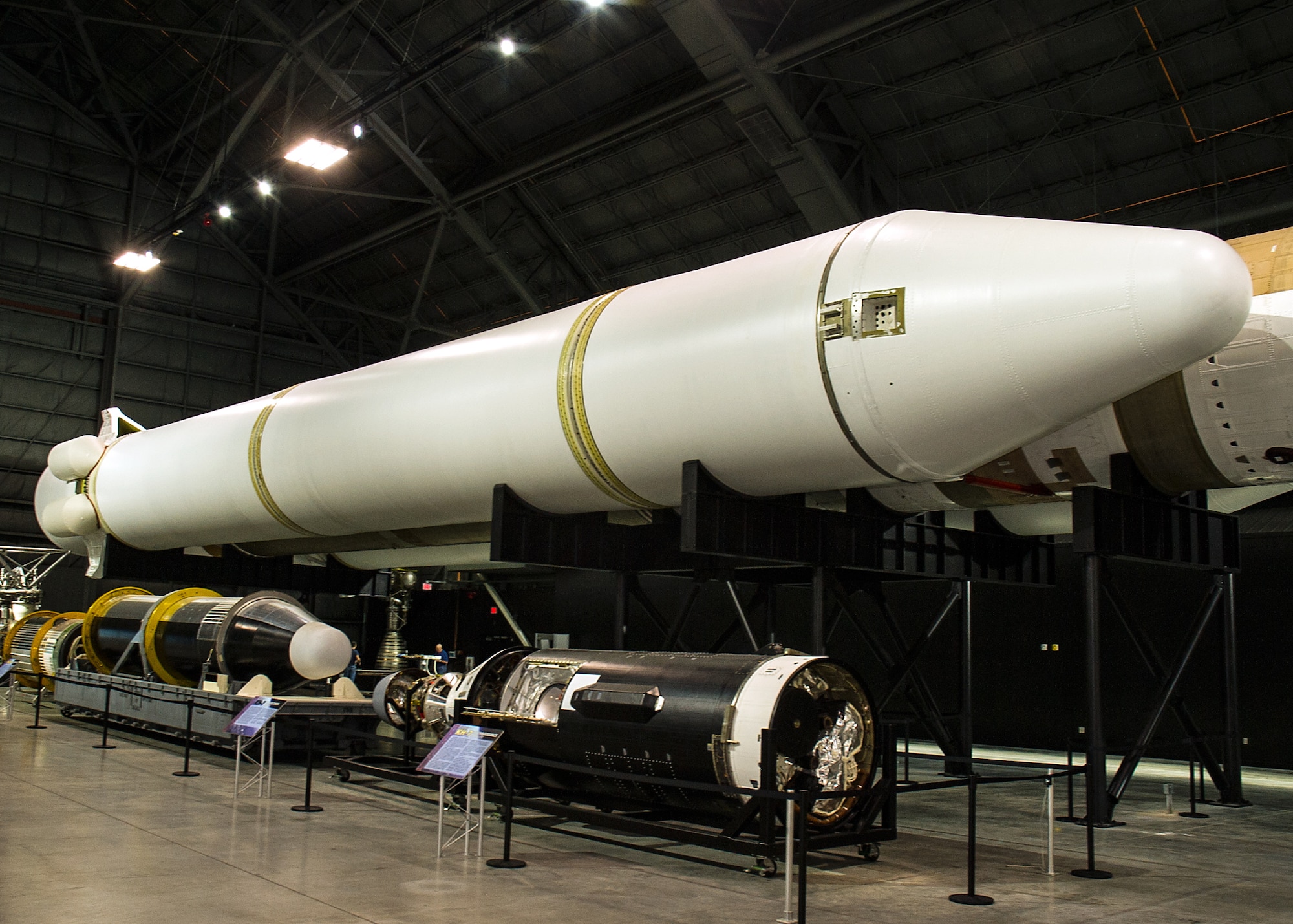 DAYTON, Ohio - The Titan IVB solid rocket motor upgrades(SRMU's) on display in the Space Gallery at the National Museum of the U.S. Air Force. (U.S. Air Force photo by Ken LaRock)


 