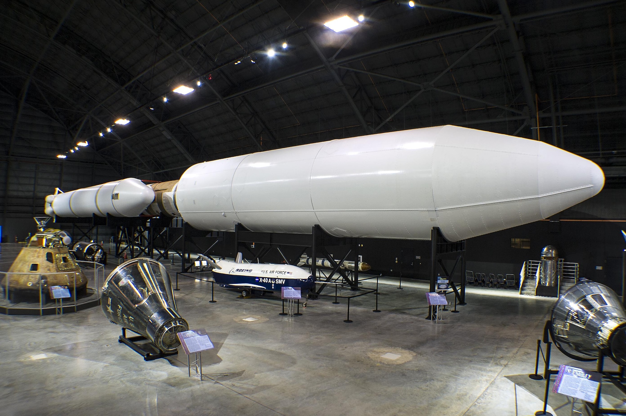 DAYTON, Ohio - The Lockheed Martin Titan IVB Rocket on display in the Space Gallery at the National Museum of the U.S. Air Force. (U.S. Air Force photo by Ken LaRock)


 