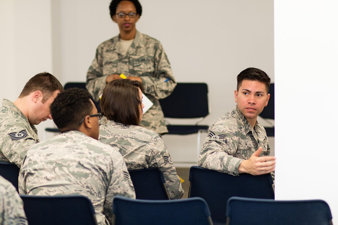 Airmen from across the 301st Fighter Wing participate in an Airmen Panel here June 5. Wing senior leadership offered candid discussions and addressed topics ranging from network issues to funding, along with future legislative matters that will affect airmen across the wing. (U.S. Air Force photo/Master Sgt. Joshua Woods)