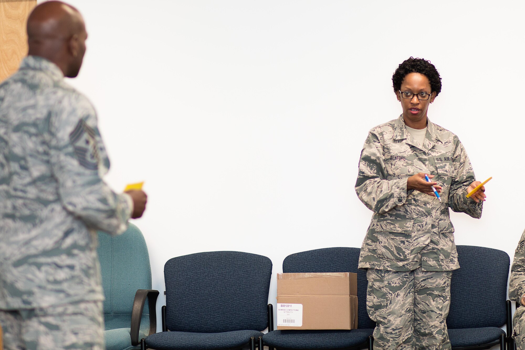 Airmen from across the 301st Fighter Wing participate in an Airmen Panel here June 5. Wing senior leadership offered candid discussions and addressed topics ranging from network issues to funding, along with future legislative matters that will affect airmen across the wing. (U.S. Air Force photo/Master Sgt. Joshua Woods)