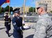 Commander of the 932nd Airlift Wing, Col. Jonathan Philebaum, thanks members of the Air Force Honor Guard who came to the Memorial Day parade and walked the route in downtown Belleville along with his Air Force Reserve Command unit, the 932nd AW, which falls under 22nd Air Force.  (U.S. Air Force photo by Maj. Stan Paregien)