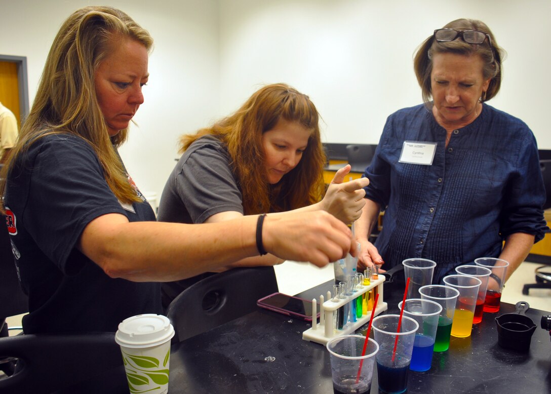 Educators from schools in Chatham, Effingham and Bryan Counties in Georgia participate in a Teachers Institute hosted by Georgia Tech Univerity in Savannah. The institute provided teachers in a variety of disciplines ideas to incorporate archaeolgy into science, technology, engineering and math (STEM) lessons. The lessons, geared for middle and high school teachers included classroom, laboratory and field work. The U.S. Army Corps of Engineers' work on recovering the Civil War ironclad, CSS Georgia, and the Corps' efforts to engage the public in the ship's history initiated the institute. The Teachers Institute will provide participants with lesson ideas and plans to carry back to their classrooms. (U.S. Army Corps of Engineers photo by Billy Birdwell)