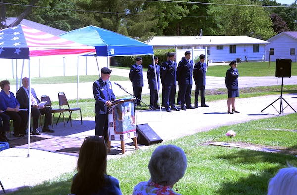 U.S. Air Force Lt. Col. Jeffrey Carter, the 509th Security Forces Squadron commander, speaks to attendees during the Whiteman Wreath Laying Ceremony at Memorial Park Cemetery in Sedalia, Mo., May 21, 2016. The annual event honors 2nd Lt. George Whiteman, a Sedalia native and the namesake of Whiteman Air Force Base, who was killed at Bellows Field, Hawaii, during the Japanese attack on Dec. 7, 1941. (U.S. Air Force photo by 2nd Lt. Matthew Van Wagenen)