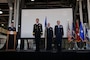 U.S. Army Maj. Gen. Jefferson Burton, Utah National Guard adjutant general, and Col. Kristin Streukens stand at attention during the 151st Air Refueling Wing assumption of command ceremony at Roland R. Wright Air National Guard Base, UT., June 4, 2016. Streukens will assume responsibility for more than 1,400 Airmen and current missions that include training and operational aerial refueling, airlift and aeromedical evacuation, intelligence, airspace control, cyber infrastructure and information operations (U.S. Air National Guard photo by Staff Sgt. Colton Elliott/Released)