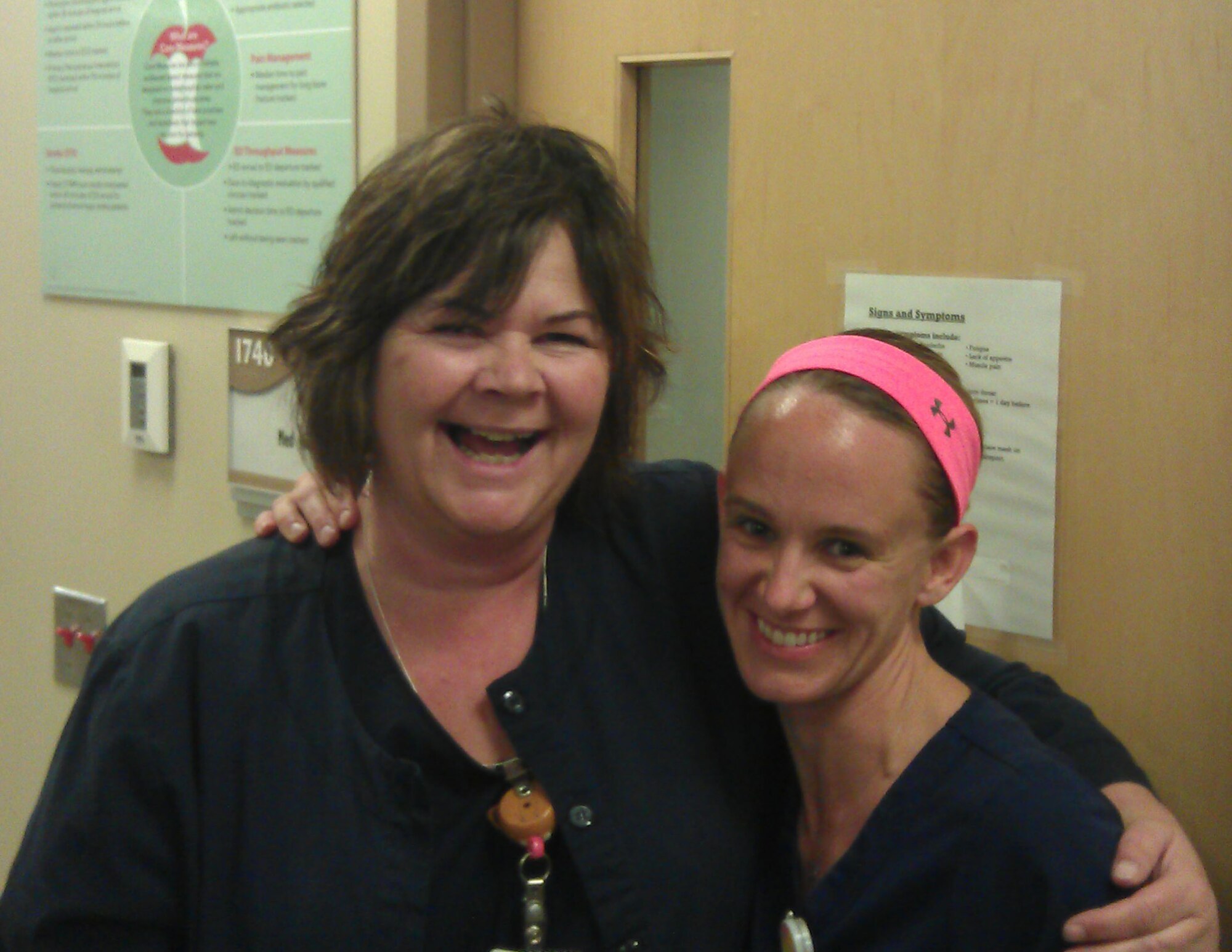 U.S. Air Force Capt. Amy Nordquist, right, poses for a photograph with Bonnie Starks. Nordquist and Starks work together at a local hospital.
 (Photo Courtesy of U.S. Air Force Capt. Amy Nordquist)