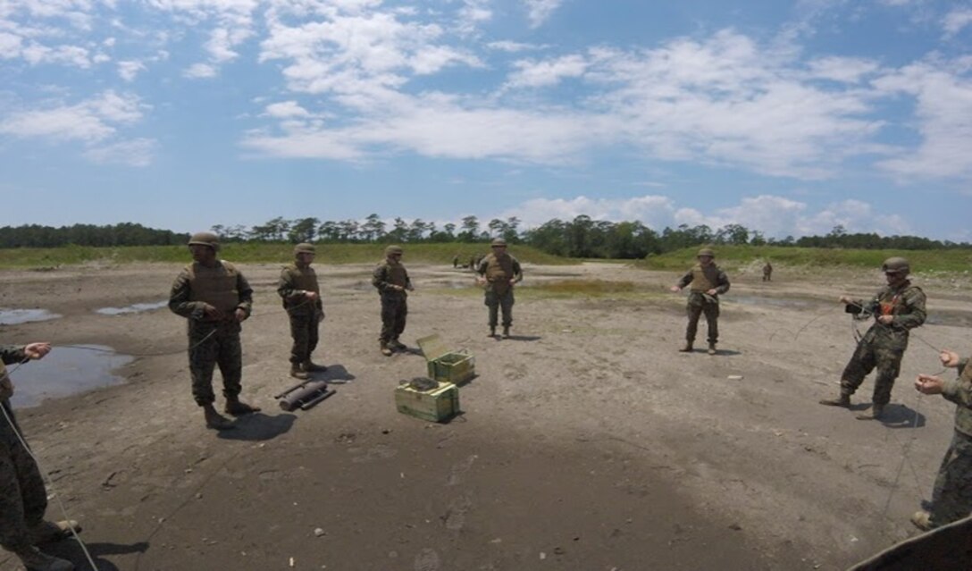 On May 26, 2016 Marines attached to Combat Engineer Officer course 5-16 (CEO 5-16) learn how to set a fuse using detonating cord. Detonating cord can be used as an explosive by itself, as well as a fuse for larger explosives.
