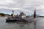 PEARL HARBOR (June 6, 2016) The Los Angeles-class fast-attack submarine USS Houston (SSN 713) departs Joint Base Pearl Harbor-Hickam for the final time, June 6. Houston is en route to Puget Sound Naval Shipyard in Bremerton, Washington, to commence its inactivation process and decommissioning after 33 years of service. 
