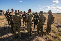U.S. Marines with 1st Battalion, 1st Marine Regiment, members of the Australian Army with Battle Group Waratah, 8th Brigade, and members of the Japan Ground Self-Defense Force discuss future plans for Exercise Southern Jackaroo at Shoalwater Bay, Queensland, Australia, May 18, 2016. Exercise Southern Jackaroo is a combined training opportunity during Marine Rotational Force – Darwin (MRF-D). MRF-D is a six-month deployment of Marines into Darwin, Australia, where they will conduct exercises and train with the Australian Defence Forces, strengthening the U.S.-Australia alliance.