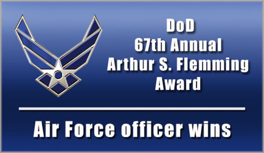 Maj. Christopher Jefferson of the National Reconnaissance Office, Cape Canaveral Air Force Station, Florida, is the final winner of DoD’s 67th Annual Arthur S. Flemming Award. The honors outstanding federal employees who have made significant and extraordinary contributions to the federal government. (AFPC courtesy graphic).
