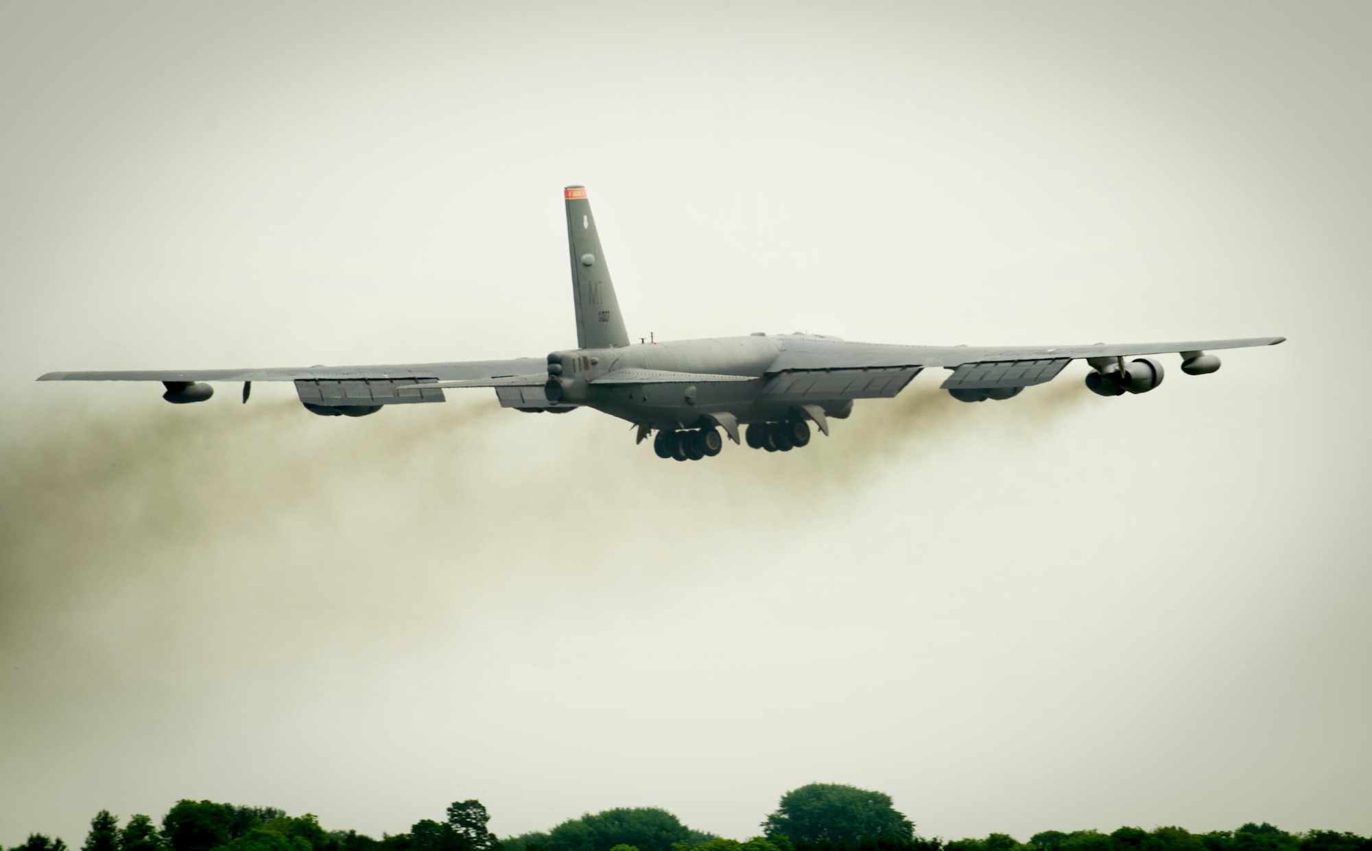A B-52H Stratofortress from Minot Air Force Base, N.D., takes off from Royal Air Force Fairford, United Kingdom, June 7, 2016. Over the next 10 days, the aircrew will be flying more missions in support of BALTOPS 16, along with Saber Strike 16. In addition, the B-52 will be making its appearance in several airshows throughout countries such as Berin, Latvia, Lithuania and Estonia. (U.S. Air Force photo/Senior Airman Sahara L. Fales)