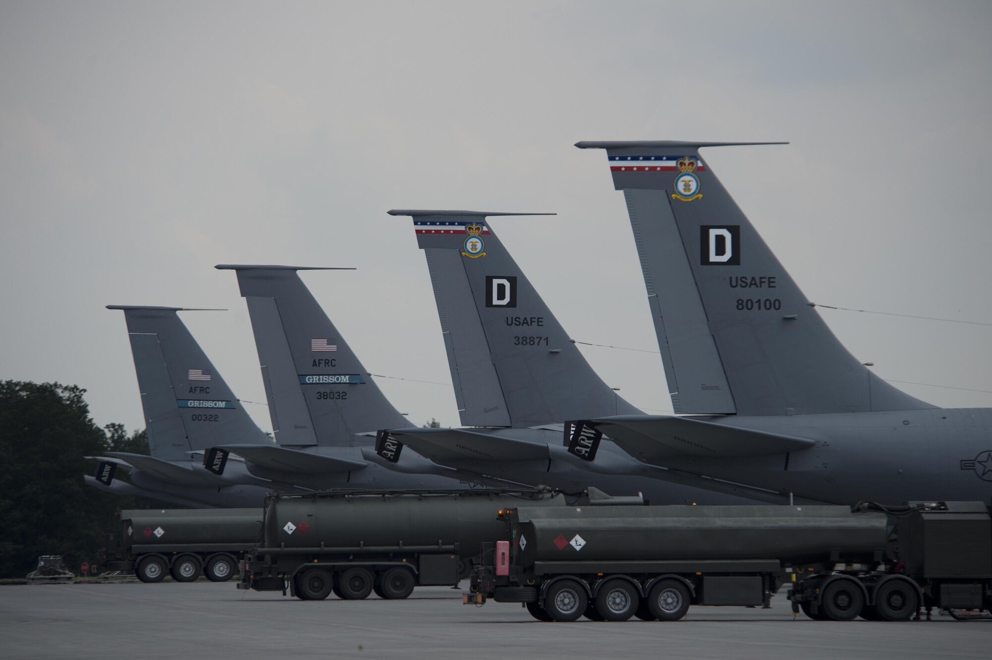Four KC-135s from the 100th Air Refueling Wing, England, and 434th Air Refueling Wing, Grissom Air Reserve Base, Indiana, land at Powidz Air Base, Poland, in preparation for exercise Baltic Operations 2016, June 2, 2016. Fifteen NATO and two partner nations will participate in the 44th iteration of the multinational maritime exercise BALTOPS 2016 in Estonia, Finland, Germany, Poland, Sweden, and throughout the Baltic Sea, June 3-19, 2016. (U.S. Air Force photo by Senior Airman Erin Babis/Released)