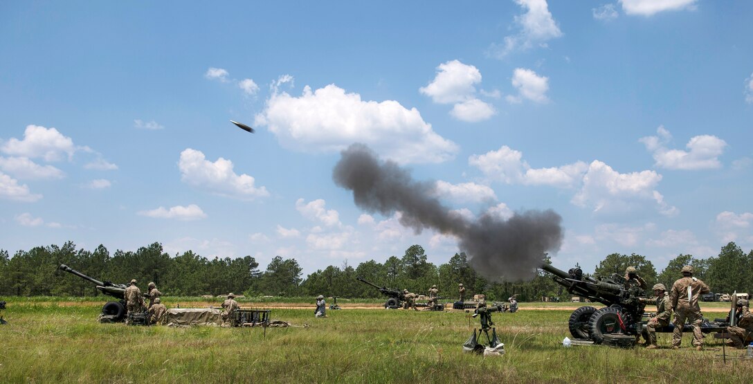 Soldiers fire an M119A3 howitzer during exercise Crescent Reach 16 at Fort Bragg, N.C., May 26, 2016. Air Force photo by Airman 1st Class Sean Carnes