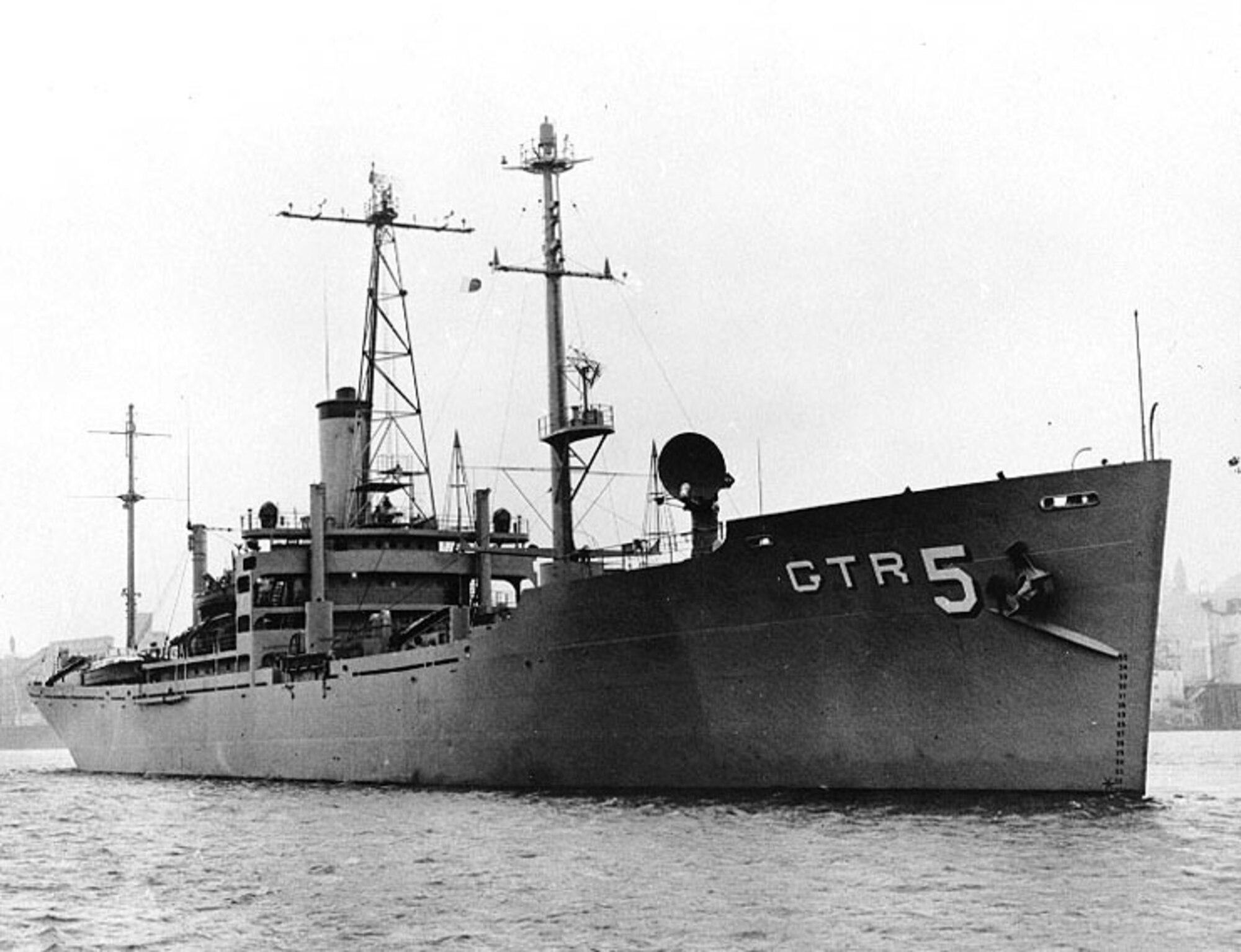 Stock photo of technical research ship USS Liberty ARTG-5 in 1967. (photo courtesy U.S. Naval Archives)