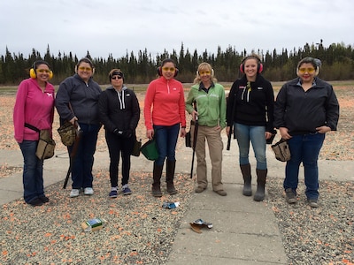 Women of Joint Base Elmendorf-Richardson attend their first introduction to skeet and trap class offered by the Outdoor Adventure Program as part of the Women in the Wilderness program. No experience is needed to attend trips or classes. (Courtesy photo)