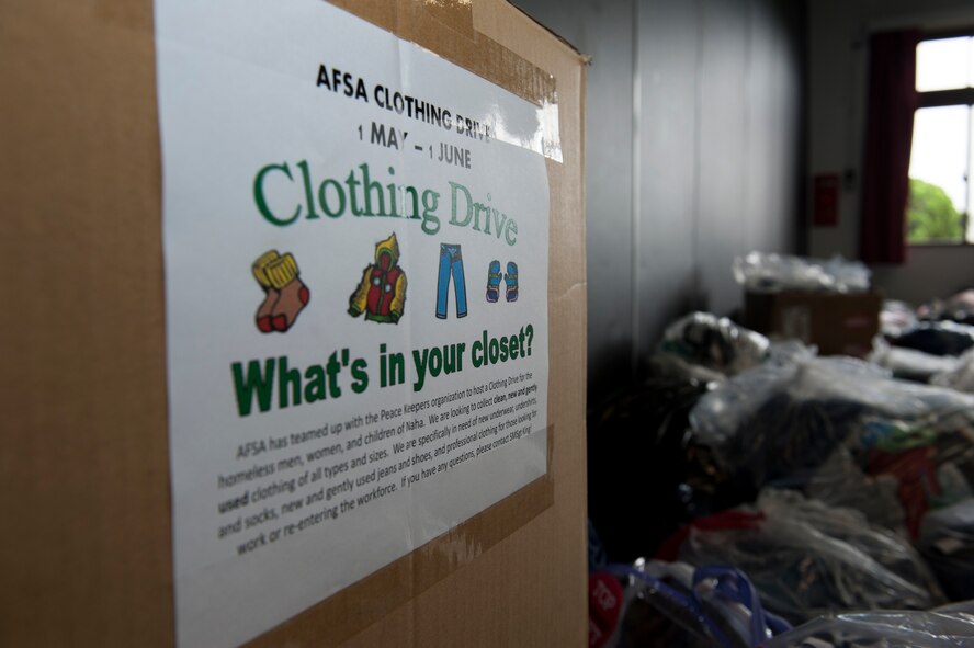 Kadena Air Base’s Air Force Sergeants Association Chapter 1553 hosted a clothing drive for the local community from May 1 to June 1 at Kadena Air Base, Japan. This year’s drive produced 3,000 pounds of clothes to go to the local community. This year was the third year in a row that AFSA partnered with Promise Keepers, a local non-profit organization dedicated to helping those in need in the local community.  (U.S. Air Force photo by Airman 1st Class Lynette M. Rolen)