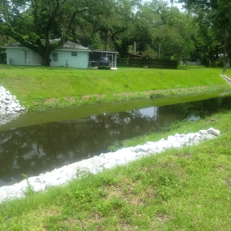 The recently completed Wares Creek Project operates as designed and holds flood waters back from a resident's property after Tropical Storm Colin. 