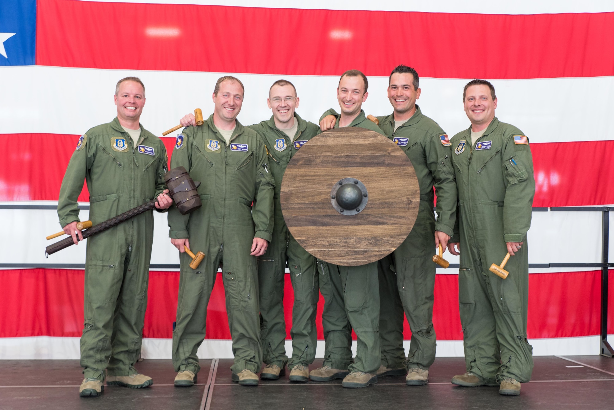 The winning team (from left) Major Ryan Rastedt, Captain Treff Wagner, Captain, Mike Doerer,, Master Sergeant Blake Meyer, Technical Sergeant Nick Kaufenberg and Master Sergeant Derek Fore.  (U.S. Air Force photo by Master Sgt. Eric Amidon)