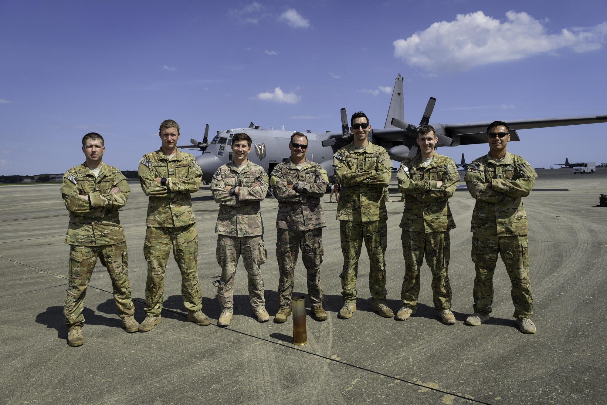 Col. Sean Farrell, commander of the 1st Special Operations Wing, stands alongside the aircrew of his final flight at Hurlburt Field, Fla., June 7, 2016. Farrell is scheduled to relinquish command of the 1 SOW during a change of command ceremony here, June 10, 2016. (U.S. Air Force photo by Staff Sgt. Christopher Callaway)