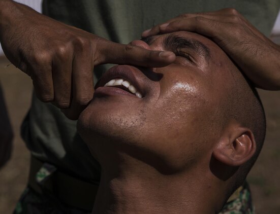 Pvt. Hermenegildo Martins attends the non-lethal weapons course held by U.S. Marines with Task Force Koa Moana during Exercise Crocodilo 16, June 7, 2016, at Metinaro, Timor Leste, as part of the task force’s deployment to nations in the Asia-Pacific region. The course gives Timorese the opportunity to learn less-than-lethal techniques from their U.S. counterparts. Crocodilo is a multi-national, bilateral exercise designed to increase interoperability and relations with participating nations. Martins is an infantryman with Bravo Company, 1st Battalion, Timor Leste Defense Force, stationed in Baucau, Timor Leste.