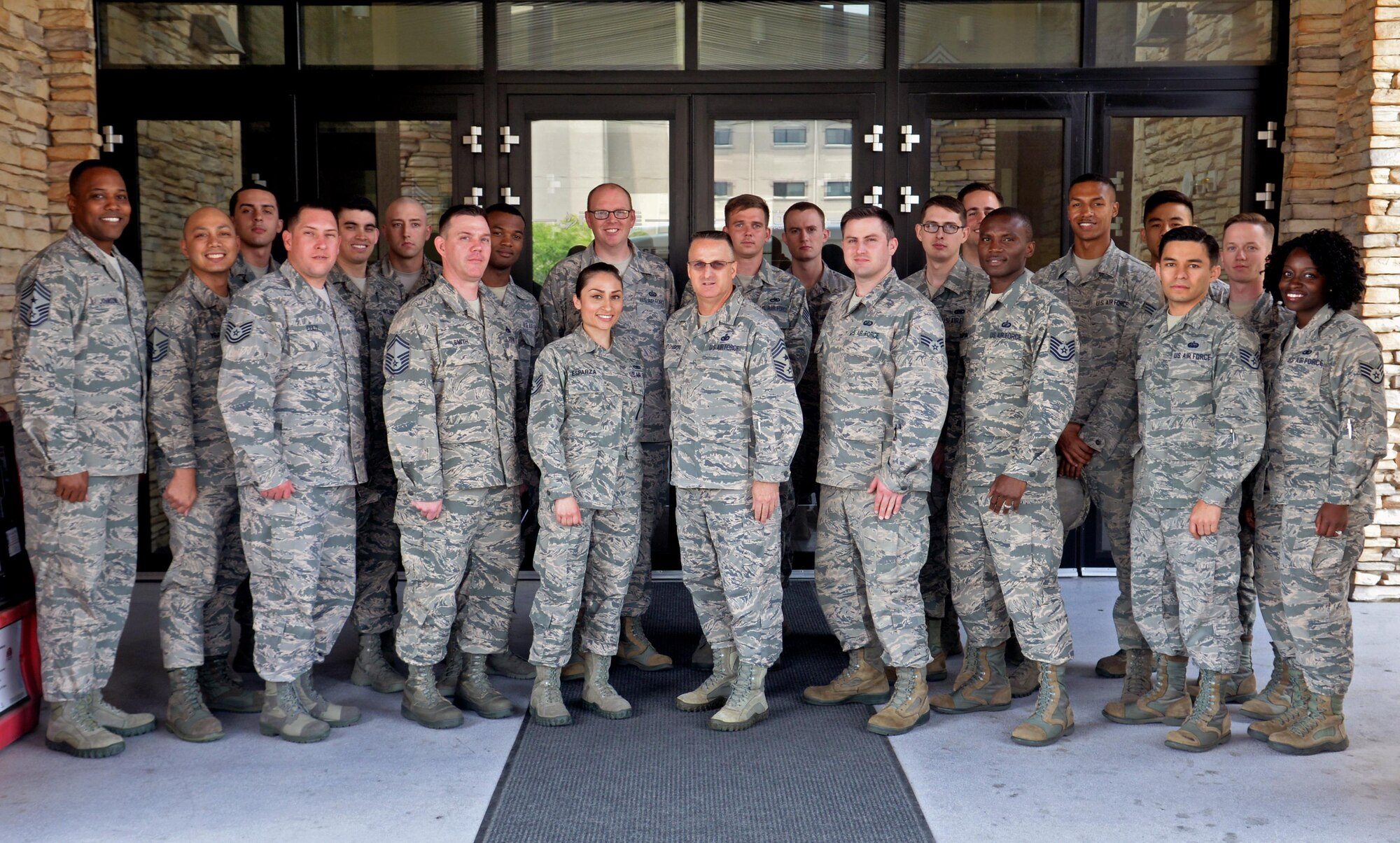 Chief Master Sgt. Harold. "Buddy" Hutchinson, Pacific Air Forces command chief, meets with Airmen from Osan Air Base, Republic of Korea during his visit to the ROK June 7, 2016. Hutchinson met with Airmen to discuss current topics such as the Weighted Airman Promotion System changes and enlisted professional military education. The chief's visit provided him an overview of 7th Air Force and its tenant units and included a stop at Daejeon to meet with the ROK air force command chief master sergeant to discuss training, partnership enhancement initiatives, and improving combined flying and intelligence, surveillance and reconnaissance operations. As the PACAF command chief master sergeant, Hutchinson leads 45,000 total force Airmen and advises the PACAF commander on matters affecting the readiness, training, professional development and effective use of assigned enlisted personnel. (U.S. Air Force photo by Tech. Sgt. Travis Edwards/Released)