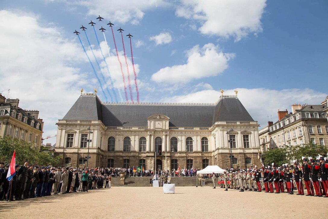 Fly-over of the French Air Force highlight the opening ceremony of the Conseil International du Sport Militaire (CISM) World Football Cup hosted in Rennes, France from 24 May to 5 June.