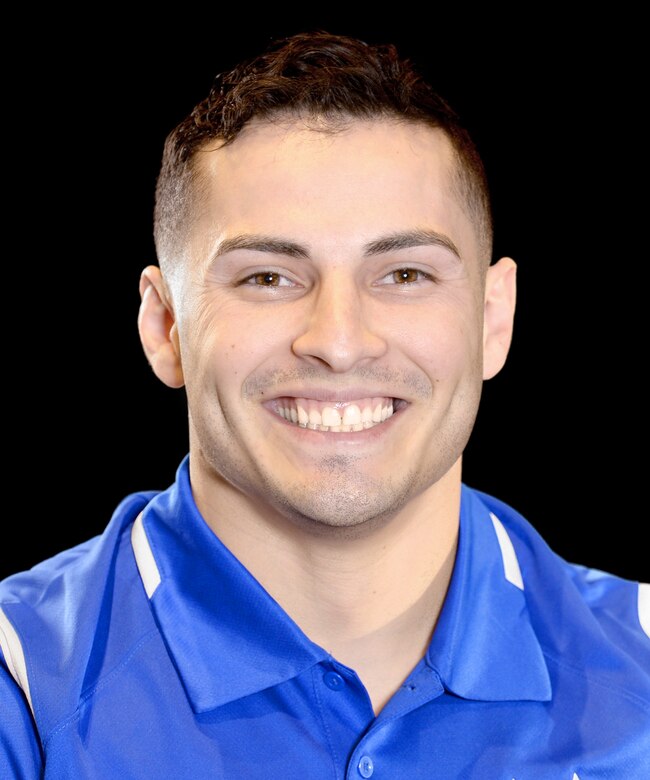 Staff Sgt. Vincent Cavazos, 11th Security Forces Squadron, poses for a Wounded Warrior athlete profile photo at the Air Force Trials in Las Vegas, Nev., Feb. 25, 2016. Cavazos is an Air Force Wounded Warrior and will compete at the Department of Defense 2016 Warrior Games June 16-21, 2016. (Courtesy photo)
