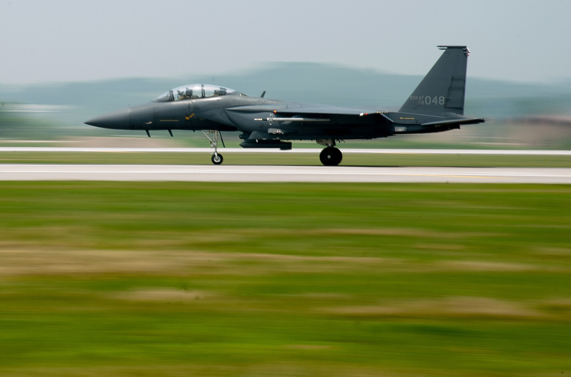A Republic of Korea air force F-15K Slam Eagle from 11th Fighter Wing takes off from Osan Air Base, Republic of Korea, during Buddy Wing 16-5 June 9, 2016.  Buddy Wing missions are an opportunity for pilots to integrate their service-specific fundamentals of air-to-air combat training.(U.S. Air Force photo by Staff Sgt. Jonathan Steffen/Released)