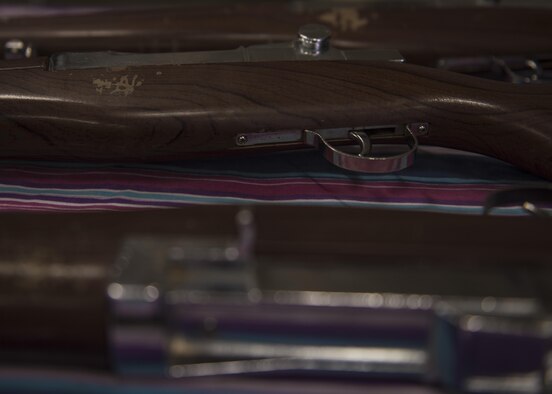 Airman from the 455th Air Expeditionary Wing Honor Guard practice with M1 Garand practice rifles at Bagram Airfield, Afghanistan, June 08, 2016. As a guardsman they demonstrate dedication, commitment and precision, as well as skillful execution of ceremonial drills. (U.S. Air Force photo by Senior Airman Justyn M. Freeman)