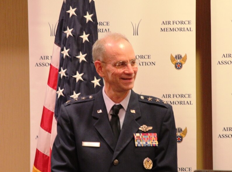 Air Force Surgeon General Lt. Gen. (Dr.) Mark Ediger attended the Air Force Association’s monthly breakfast on June 7, where he was the featured speaker. The general spoke about development of new medical support mission requirements and the efforts of Air Force Medicine to ensure mission success. (U.S. Air Force photo by Prerana Korpe, AFMS Public Affairs)