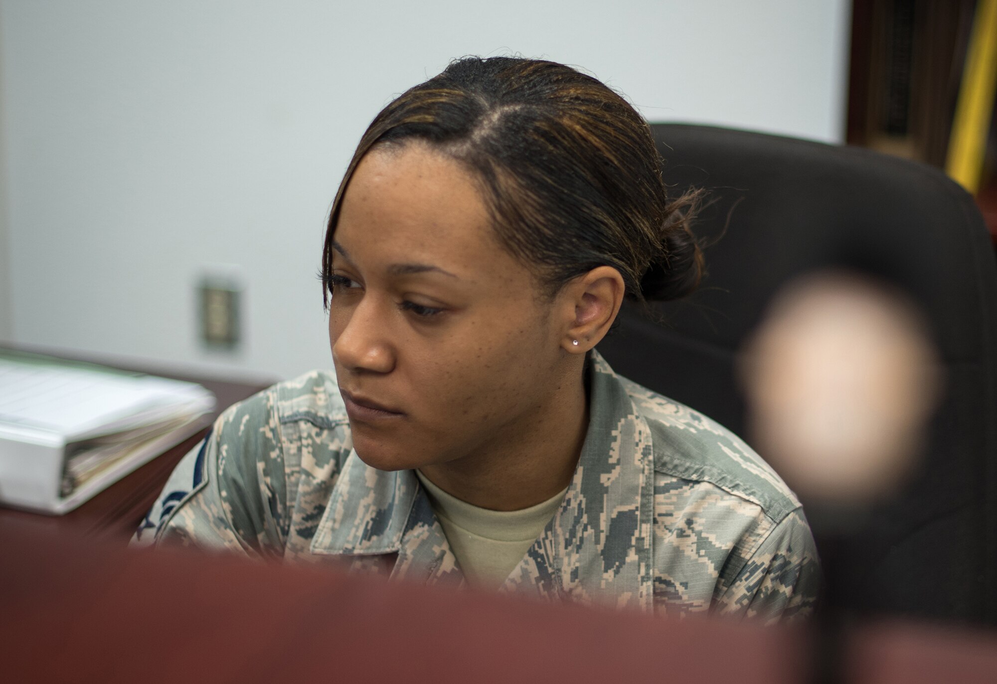 Master Sgt. Sierra Davis is the 403rd Wing Yellow Ribbon Program representative. She previously was assigned to the 403rd Security Forces Squadron commander support staff. The Yellow Ribbon Reintegration Program is a Department of Defense-wide effort to promote the well-being of National Guard and Reserve members, their families and communities, by connecting them with resources throughout the deployment cycle. (U.S. Air Force photo/Staff Sgt. Shelton Sherrill)