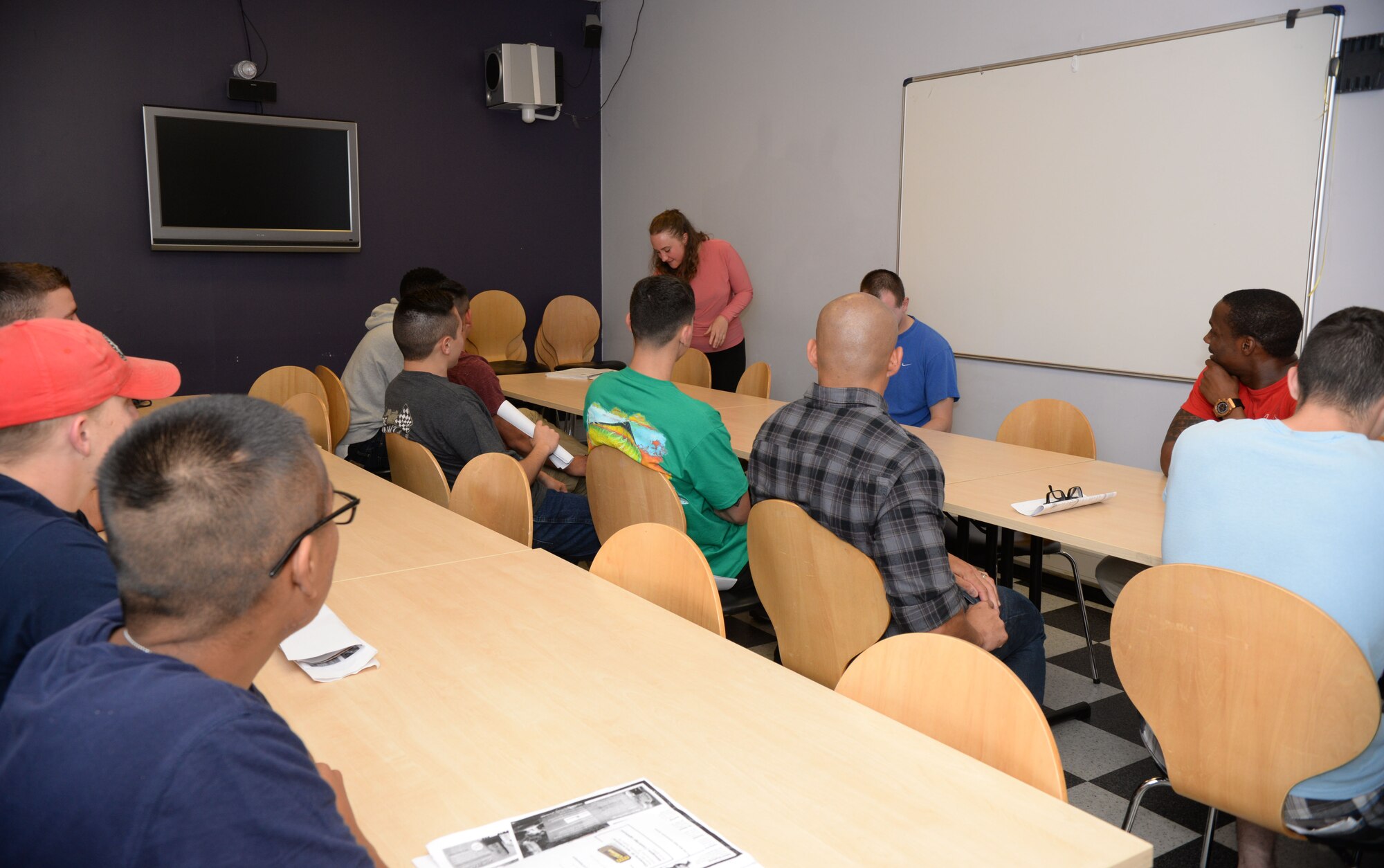 U.S. Air Force Airmen from the First Term Airman Center receive resiliency training at the bowling center June 8, 2016, on RAF Mildenhall, England. The new “Out of the Box” resiliency training allows Airmen to receive training at various locations around the base. (U.S. Air Force photo by Airman 1st Class Tenley Long/Released)