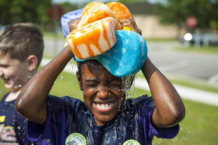 Noema Philistin-Lynch, daughter of U.S. Air Force Tech. Sgt. Joshua Lynch, 23d Operations Support Squadron, participates in an activity during Vacation Bible School, June 10, 2016, at Moody Air Force Base, Ga. More than 100 Moody children attended this year’s VBS. (U.S. Air Force photo by Airman 1st Class Lauren M. Hunter/Released)
