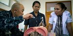 Hospital Corpsman 1st Class Soutsakhone Sanethavong, a native of Portland, Oregon, interacts with Timorese nurses while conducting advanced life support training at the International Health Institute during Pacific Partnership 2016. This year marks the sixth time the mission visited Timor Leste since its first visit in 2006. Medical, engineering and various other personnel embarked aboard hospital ship USNS Mercy (T-AH 19) are working side-by-side with partner nation counterparts, exchanging ideas, building best practices and relationships to ensure preparedness should disaster strike. 