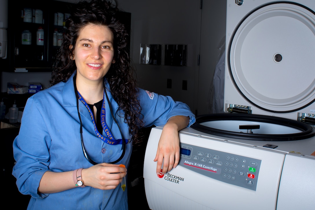 U.S. Army Research and Laboratory chemist Dr. Sasha Teymorian is working to help identify cellular injuries sustained by warfighters in combat. Army photo by David McNally