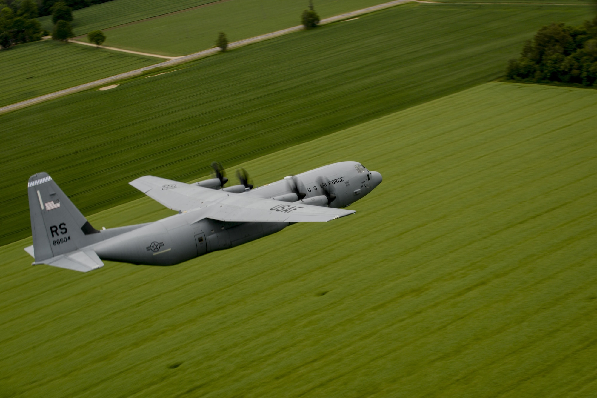 A C-130J Super Hercules assigned to the 37th Airlift Squadron flies over Riga, Latvia, June 10, 2016.  U.S. armed forces and Latvian airmen will participate in Saber Strike 16; a long-standing, U.S. Joint Chiefs of Staff-directed, U.S. Army Europe-led cooperative-training exercise, which has been conducted annually since 2010. This year’s exercise will focus on promoting interoperability with allies and regional partners and improve joint-operational capability in a variety of missions to prepare the participating nations and units for the future.  (U.S. Air Force photo/Senior Airman Nicole Keim)