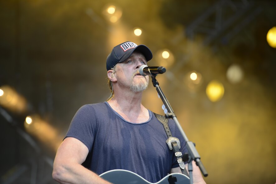 Trace Adkins, country music singer, sings during a concert at Ramstein Air Base, Germany, June 11, 2016. Adkins performed for Department of Defense members as part of a three-nation tour. (U.S. Air Force photo/ Airman 1st Class Joshua Magbanua)