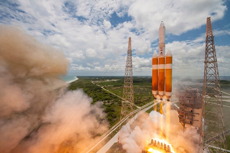A United Launch Alliance Delta IV-Heavy rocket lifts off from Space Launch Complex 37B at Cape Canaveral Air Force Station, Florida, June 11, 2016, at 1:51 p.m. ET. The ULA Delta IV rocket carried a classified national security payload for the U.S. National Reconnaissance Office. (Courtesy photo by ULA)