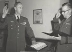 Maj. Gen. A. R. Fitch is sworn in as Assistant Chief of Staff for Intelligence by Maj. Gen. J.C. Lambert, the Adjutant General, US Army, in ceremony held at the Pentagon,  Washington, D.C., 16 October 1961
