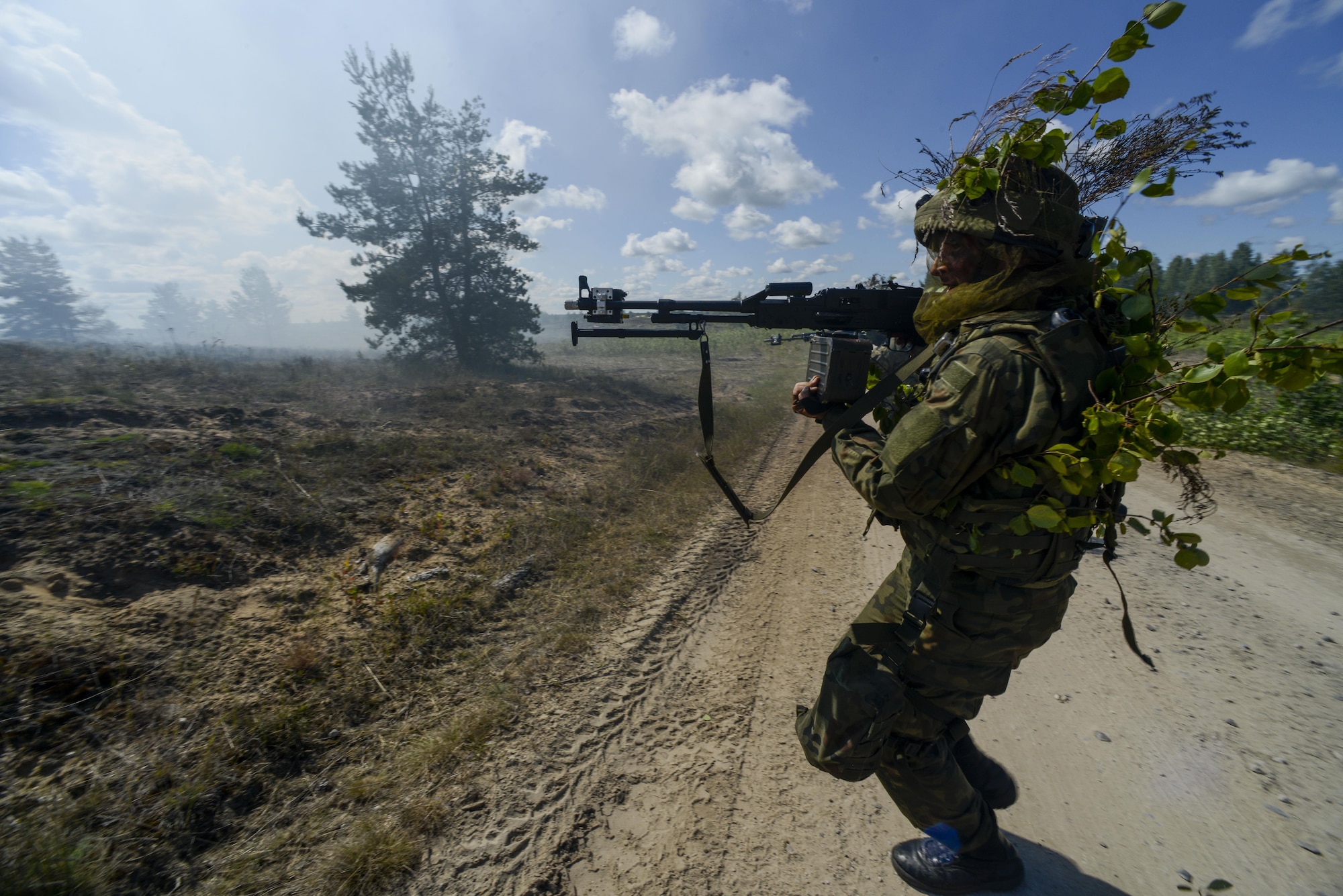 A Norwegian soldier attacks opposing forces during a training exercise June 13, 2016, at Adazi Military Training Base, Latvia.  U.S. forces and NATO partners are in Europe participating in Saber Strike 16; a long-standing, U.S. Joint Chiefs of Staff-directed, U.S. Army Europe-led cooperative-training exercise, which has been conducted annually since 2010.  Our presence in Europe and the relationships built over the past 70 years provide the U.S. strategic access critical to meet our NATO commitment to respond to threats against our allies and partners. (U.S. Air Force photo/Senior Airman Nicole Keim)