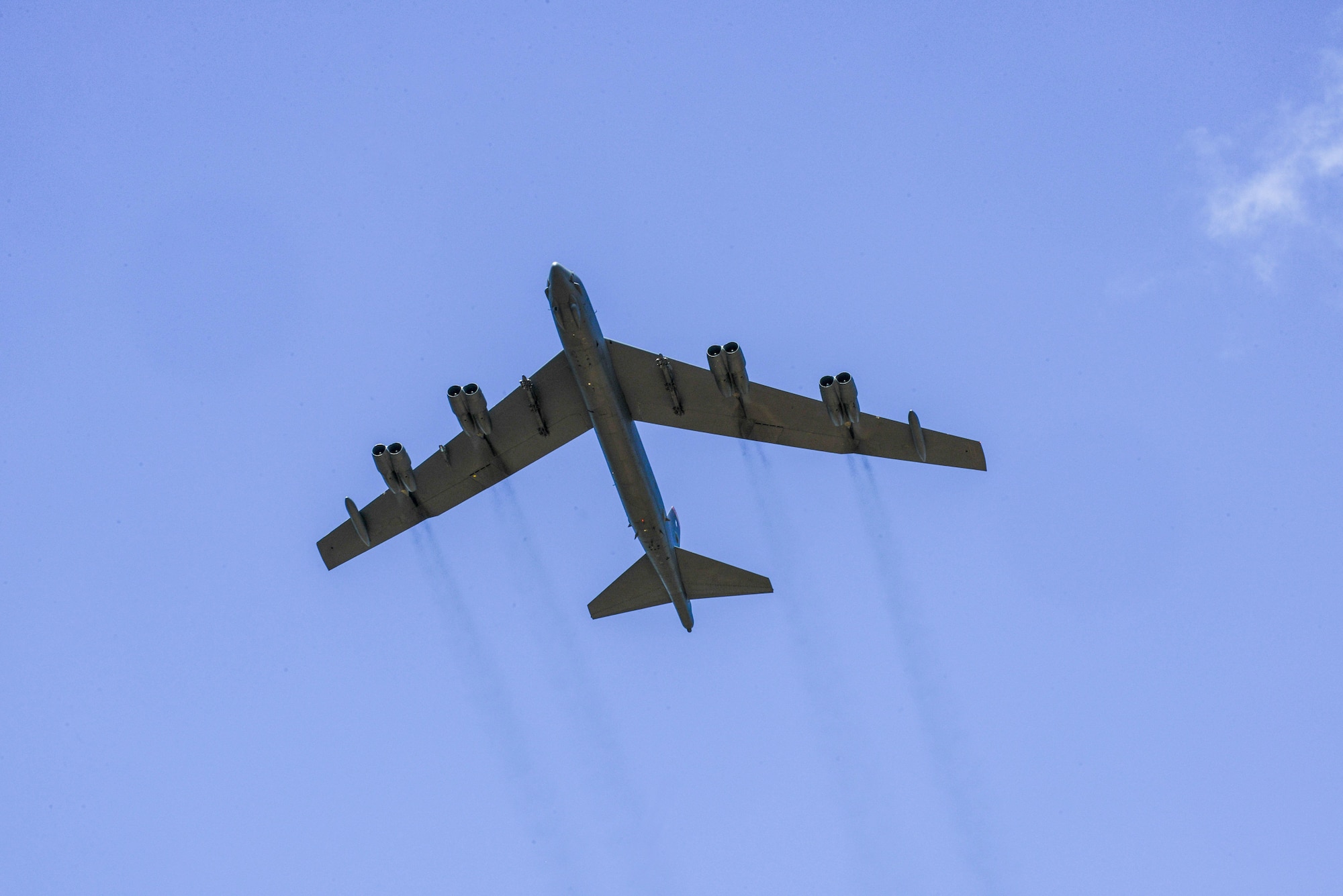 A U.S. Air Force B-52 Stratofortress flies over Adazi Military Training Base, Latvia, June 13, 2016.  U.S. forces and NATO partners are in Europe participating in Saber Strike 16; a long-standing, U.S. Joint Chiefs of Staff-directed, U.S. Army Europe-led cooperative-training exercise, which has been conducted annually since 2010.  Our presence in Europe and the relationships built over the past 70 years provide the U.S. strategic access critical to meet our NATO commitment to respond to threats against our allies and partners. (U.S. Air Force photo/Senior Airman Nicole Keim)