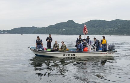 SASEBO, Japan (June 13, 2016) – Explosive Ordnance Disposal technicians from the Japanese Maritime Self-Defense Force (JMSDF) and U.S. Navy transit to a training site near Sasebo during exercise Malabar 2016, June 13. A trilateral maritime exercise, Malabar is designed to enhance dynamic cooperation between the Indian Navy, JMSDF and U.S. Navy forces in the Indo-Asia- Pacific.

(U.S. Navy photo by Mass Communication Specialist 1st Class Charles E. White/ Released)