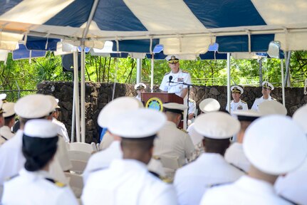 PEARL HARBOR (June 7, 2016) Adm. Scott Swift, commander of U.S. Pacific Fleet, delivers remarks during a Battle of Midway 74th anniversary commemoration ceremony. The Battle of Midway, which took place June 4-7, 1942, was a decisive victory for the U.S. Navy and is regarded as the turning point of the war in the Pacific. (U.S. Navy photo by Mass Communication Specialist 2nd Class Brian Wilbur/Released)