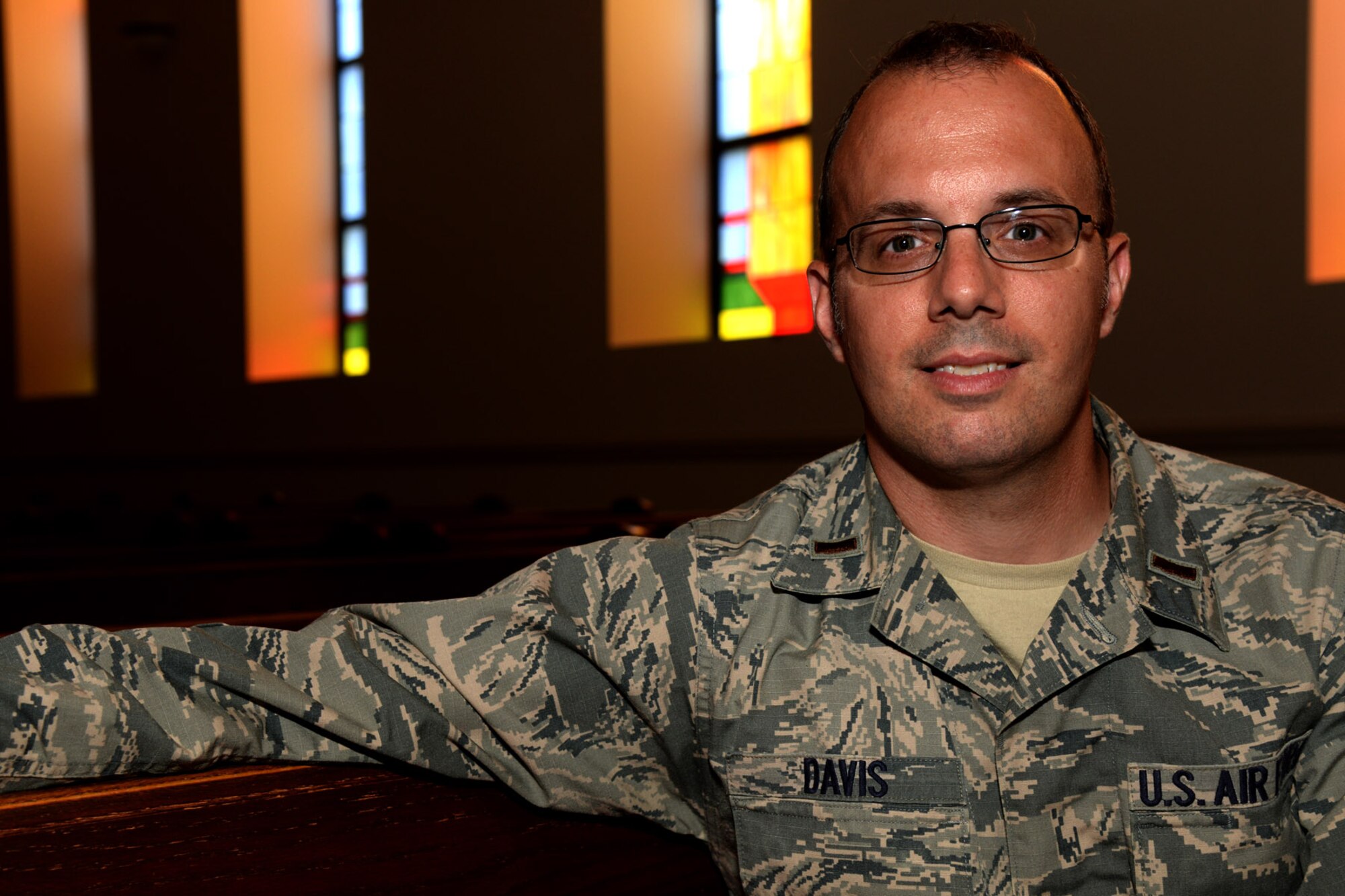 2nd Lt. Steven Davis poses for a photo at the base chapel on Joint Base Andrews, Md. June 7, 2016. Davis is a candidate in the Chaplain Candidate Intensive Internship program. Davis spent time shadowing and experiencing the strategic and organization level of the Air Force Chaplain Corps to help give him an overall perspective of our functional community. (U.S. Air Force photo/Tech. Sgt. Matt Davis)