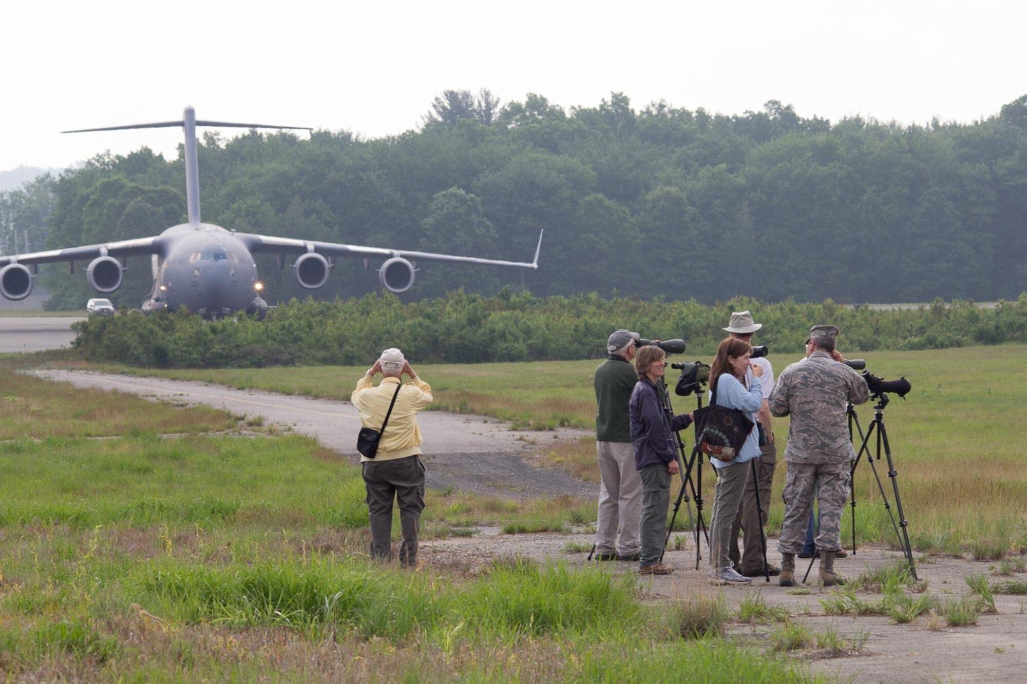 Thirty-six people from three area bird clubs came Saturday to watch something fly in the sky around Westover Air Reserve Base that wasn’t an airplane. 