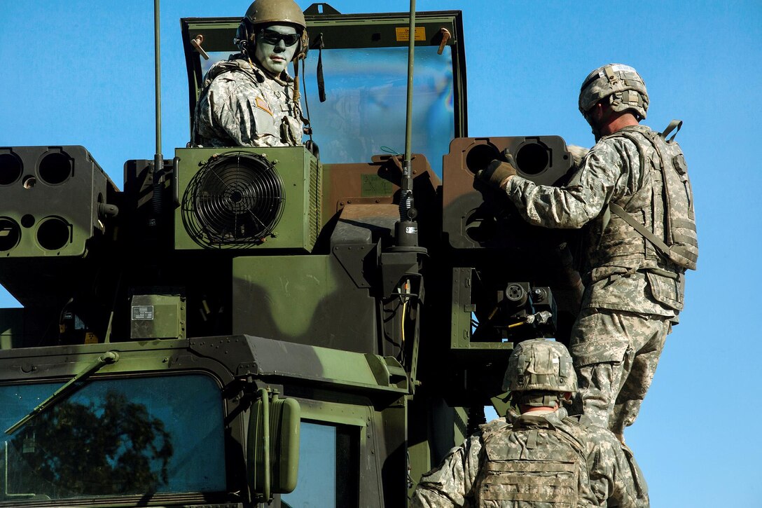 Soldiers prepare an Avenger air defense system before a multinational live-fire exercise during Anakonda 2016 at the Ustka range complex in Ustka, Poland, June 9, 2016. The soldiers are assigned to the Ohio Army National Guard’s 174th Air Defense Artillery Brigade. Anakonda 2016, an exercise taking place throughout Poland, involves more than 25,000 participants from more than 20 nations. Army photo by Sgt. Steven Hitchcock